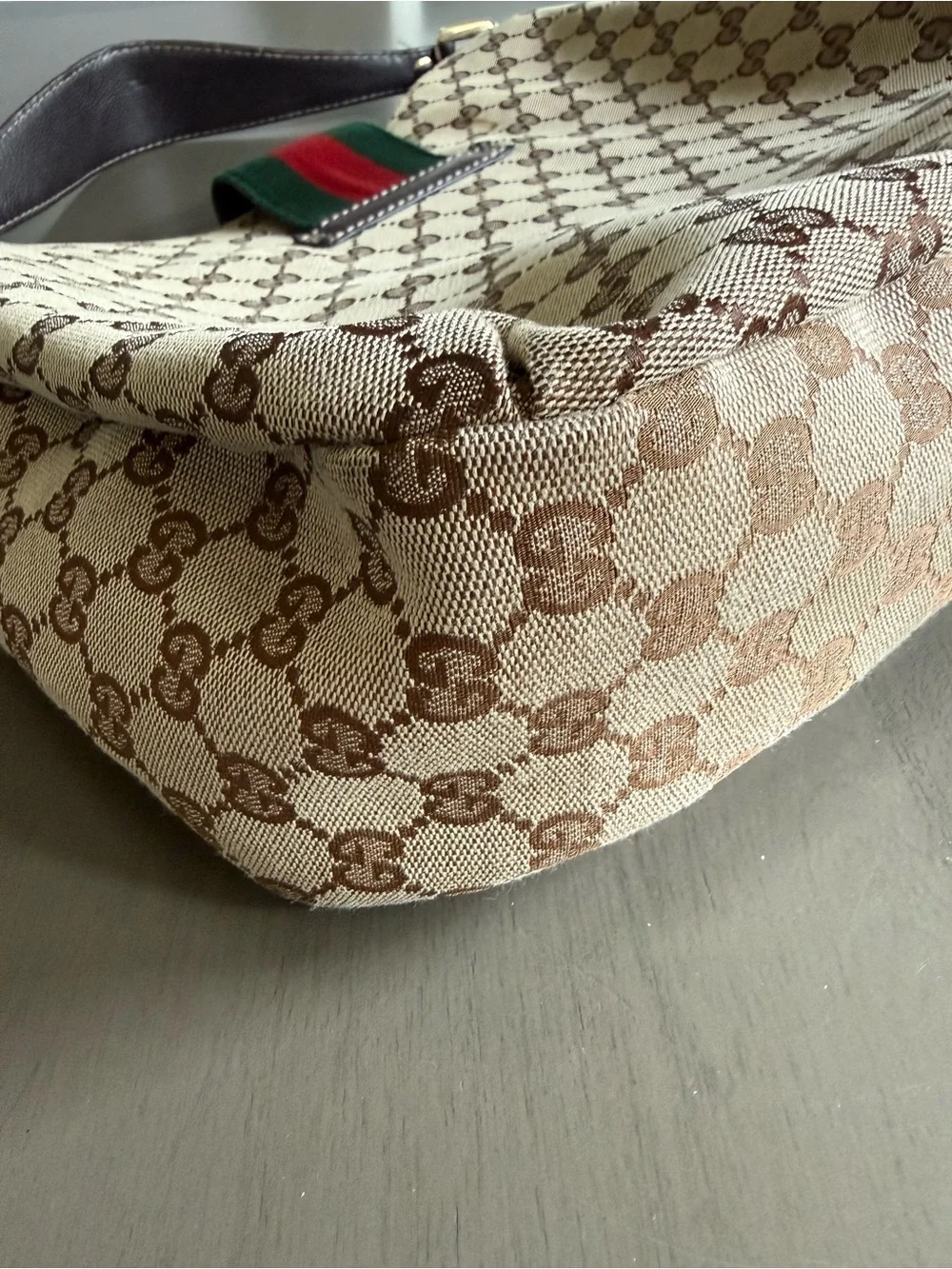 Gucci Web Monogram Canvas Hobo Bag